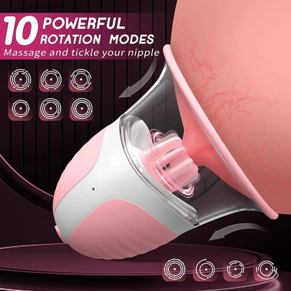 Jouets sexuels de mamelon pour femmes, masseur de stimulateur de succion manuel de jouet de mamelon avec 10 Modes de Rotation de vibrateur pour les femmes