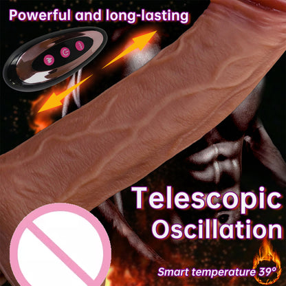 Manual and wireless remote controlled heated simulated penis wireless telescopic 360° swing electric dildo for women silicone sex toy