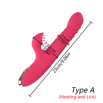 Tongue Licking Vibrator Dildo Retractable Vibrator, Rechargeable Smart Heated Adult Sex Toy for Women and Games
