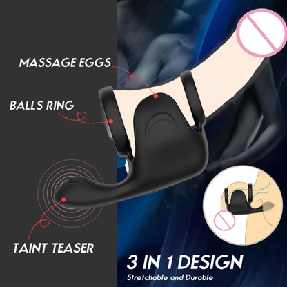 Lock Ring Penis Ring Vibrator Double Ring Lock Vibrating Male penis sperm locking ring scrotum Sex Machine Adult Sex Toy