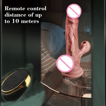 Thrust remote controlled heated and water proof realistic dildo vibrator sex toy for women