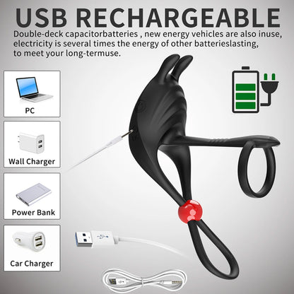 Vibrating Penis Ring Remote Control Adjustable Cock Ring Ejaculation Delay Clitoris Stimulation 18+ for Men