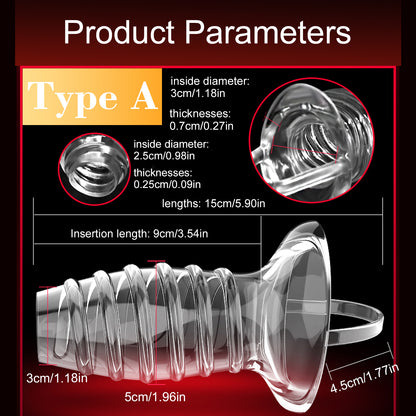 Reusable Condoms Transparent erotic crystal enlarged and bold condoms couple toys adult sex products Transparent Erotic Wolf Teeth Penis Cover