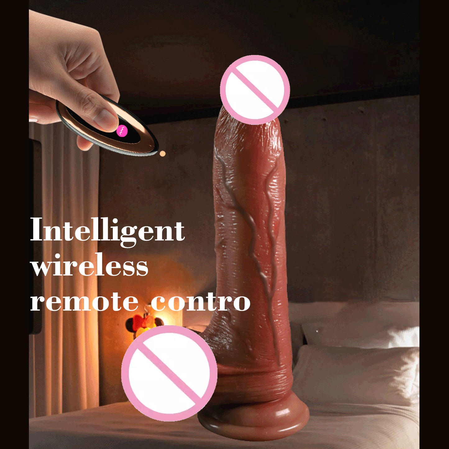 Fully automatic giant silicone dildo for beginners with lifelike and realistic veins, with strong suction cup and scrotum for hands-free play with adult toys