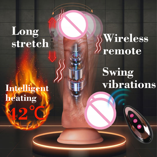 Realistic thrust dildo licking vibrating dildo, heated telescopic swing mode, suitable for anal-clitoral G-spot stimulation, APP remote control adult sex toy for women 18+