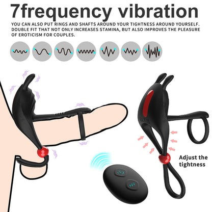 Vibrating Penis Ring Remote Control Adjustable Cock Ring Ejaculation Delay Clitoris Stimulation 18+ for Men
