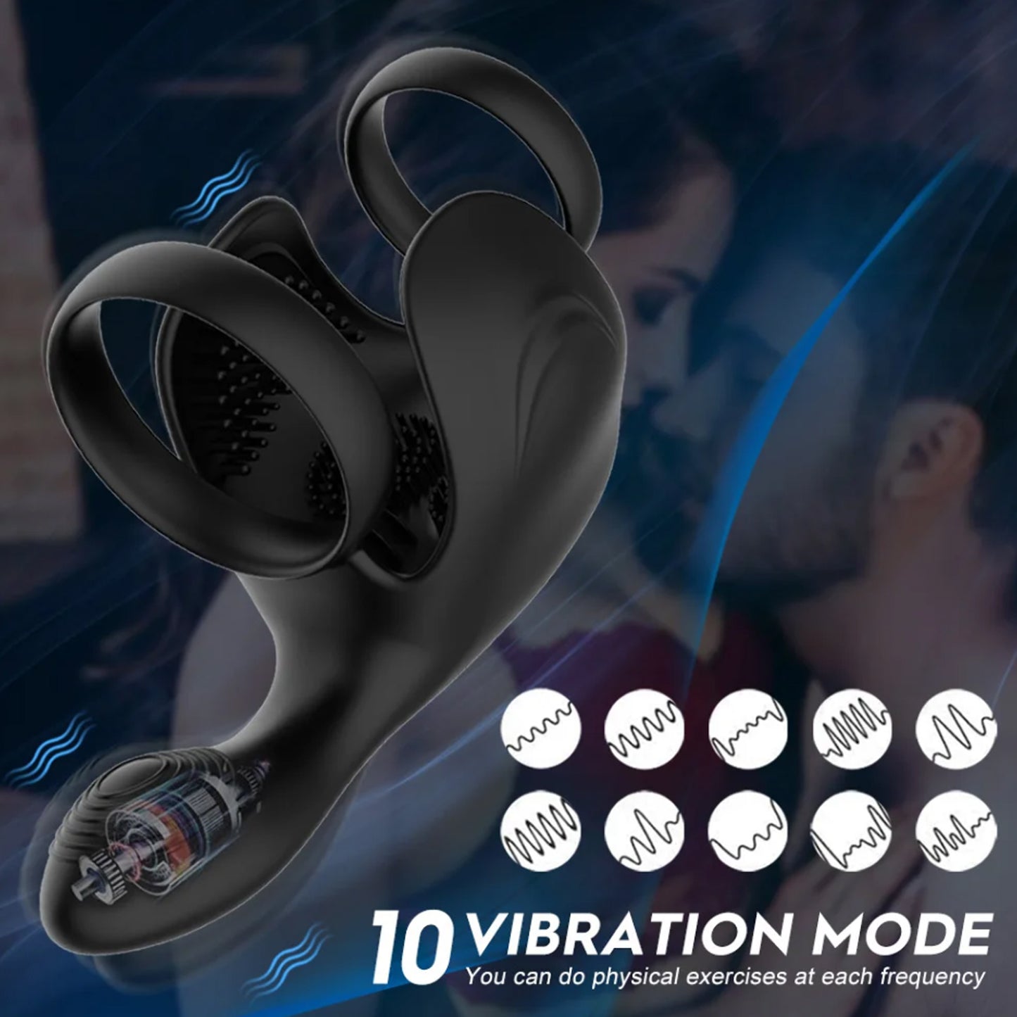 Lock Ring Penis Ring Vibrator Double Ring Lock Vibrating Male penis sperm locking ring scrotum Sex Machine Adult Sex Toy