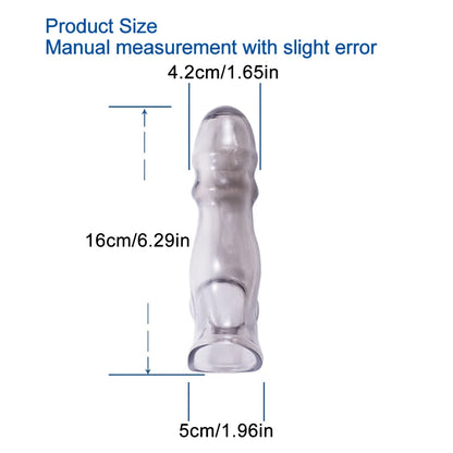 Crystal penis extender, transparent crystal condom, reusable sex toy with semen locking ring