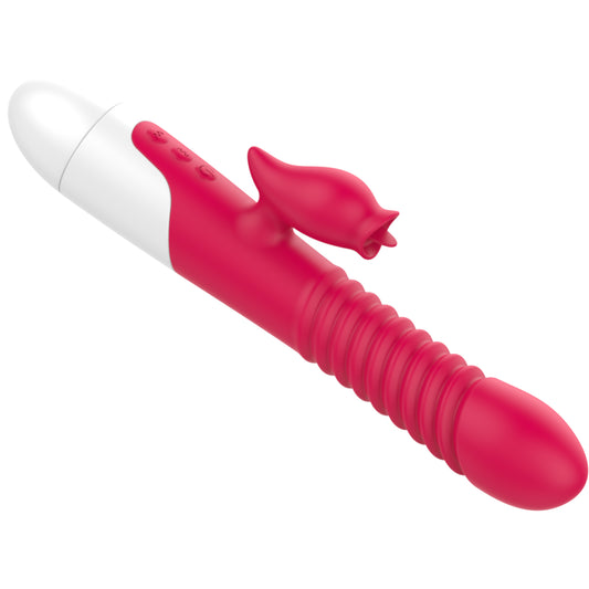Vibrator for women, pleasure female sex toy, tongue licking, thrusting and heating modes, waterproof adult toy silicone stimulatorVibrator Double Tongue Cunnilingus Telescopic Rotating Dildo Heating Vagina Clitoris Stimulate Vibrator