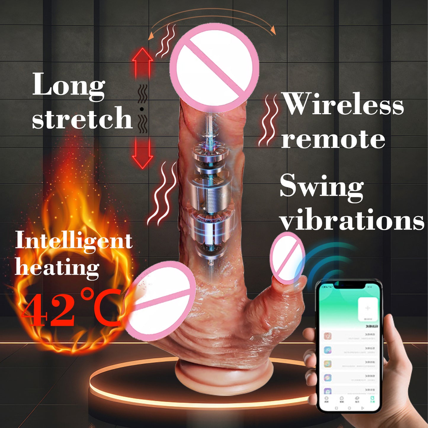 Realistic Thrust Dildo Licking Vibrator Dildo, Heated Telescopic Swinging Tongue Licking Mode, Suitable for Anal Clitoral G-Spot Stimulation, APP Remote Control Female Adult Sex Toy 18+