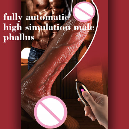 Fully automatic giant silicone dildo for beginners with lifelike and realistic veins, with strong suction cup and scrotum for hands-free play with adult toys