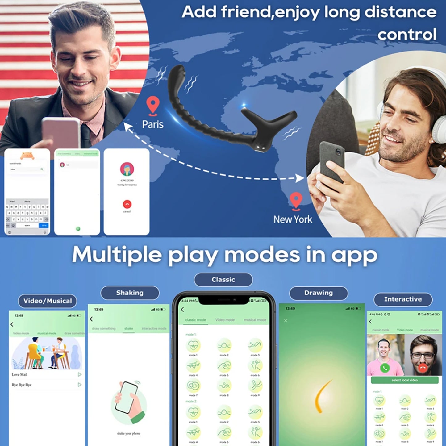 Fashion APP control, remote control type, anal plug vibrating ring sex toy, delayed vibration locking sperm ring penis ring
