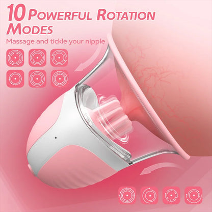 Jouets sexuels de mamelon pour femmes, masseur de stimulateur de succion manuel de jouet de mamelon avec 10 Modes de Rotation de vibrateur pour les femmes