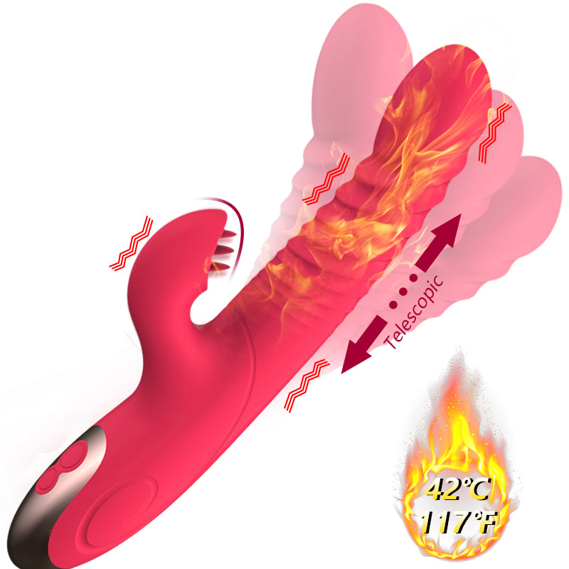 Tongue Licking Vibrator Dildo Retractable Vibrator, Rechargeable Smart Heated Adult Sex Toy for Women and Games