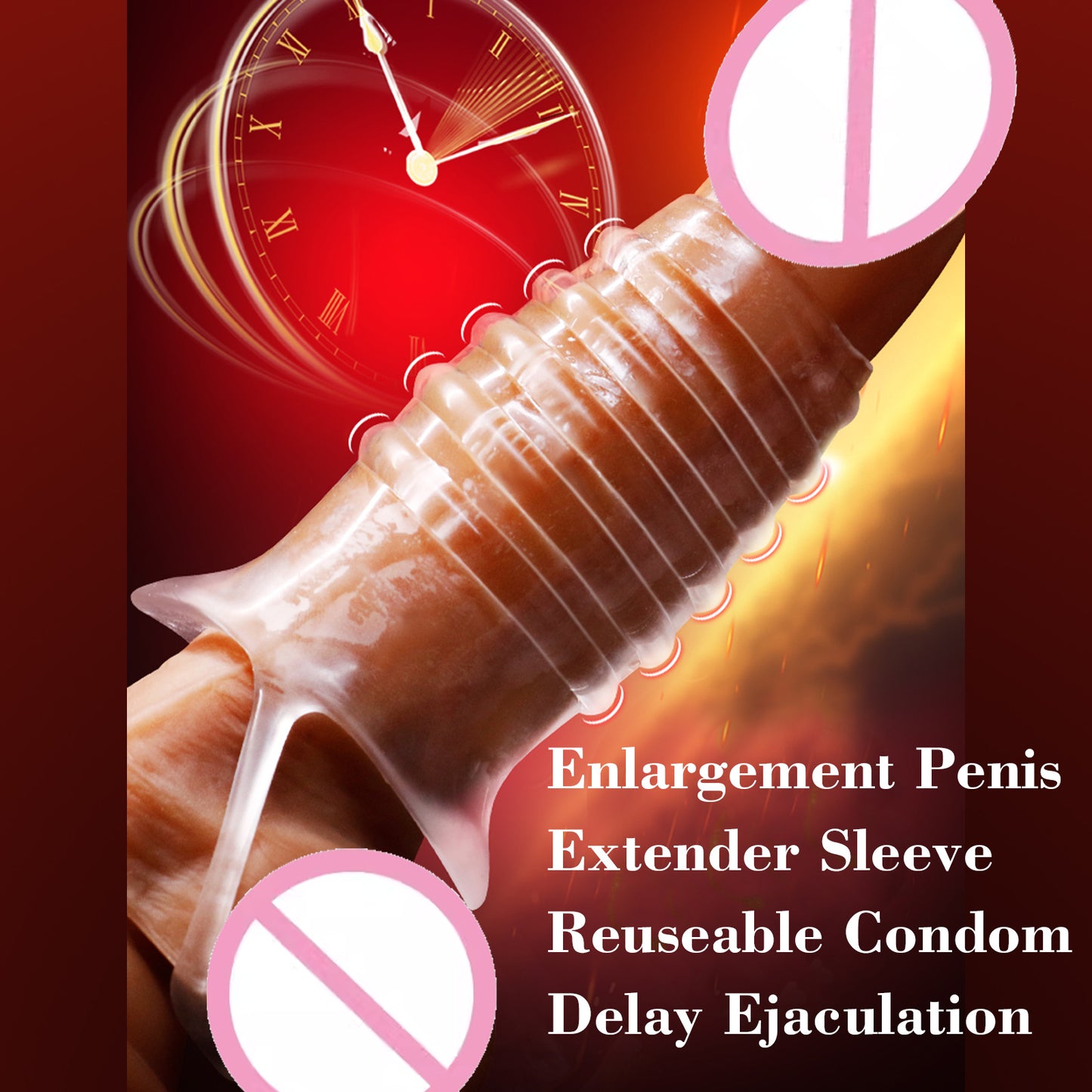 Reusable Condoms Transparent erotic crystal enlarged and bold condoms couple toys adult sex products Transparent Erotic Wolf Teeth Penis Cover