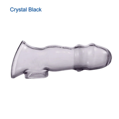 Crystal penis extender, transparent crystal condom, reusable sex toy with semen locking ring