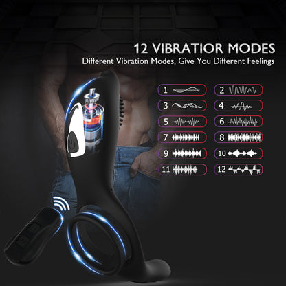 Wireless Remote Control Double Penis Ring Vibrator Silicone Dolphin Penis Ring Stimulator Male Sex Toys