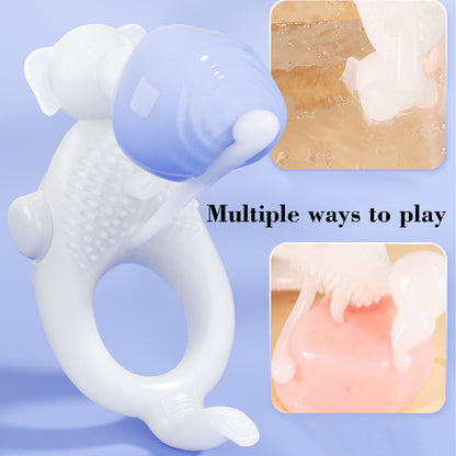 Baby Elephant Vibrating Penis Ring Semen Remote Control Male Sperm Locking Vibrator Men's Delay