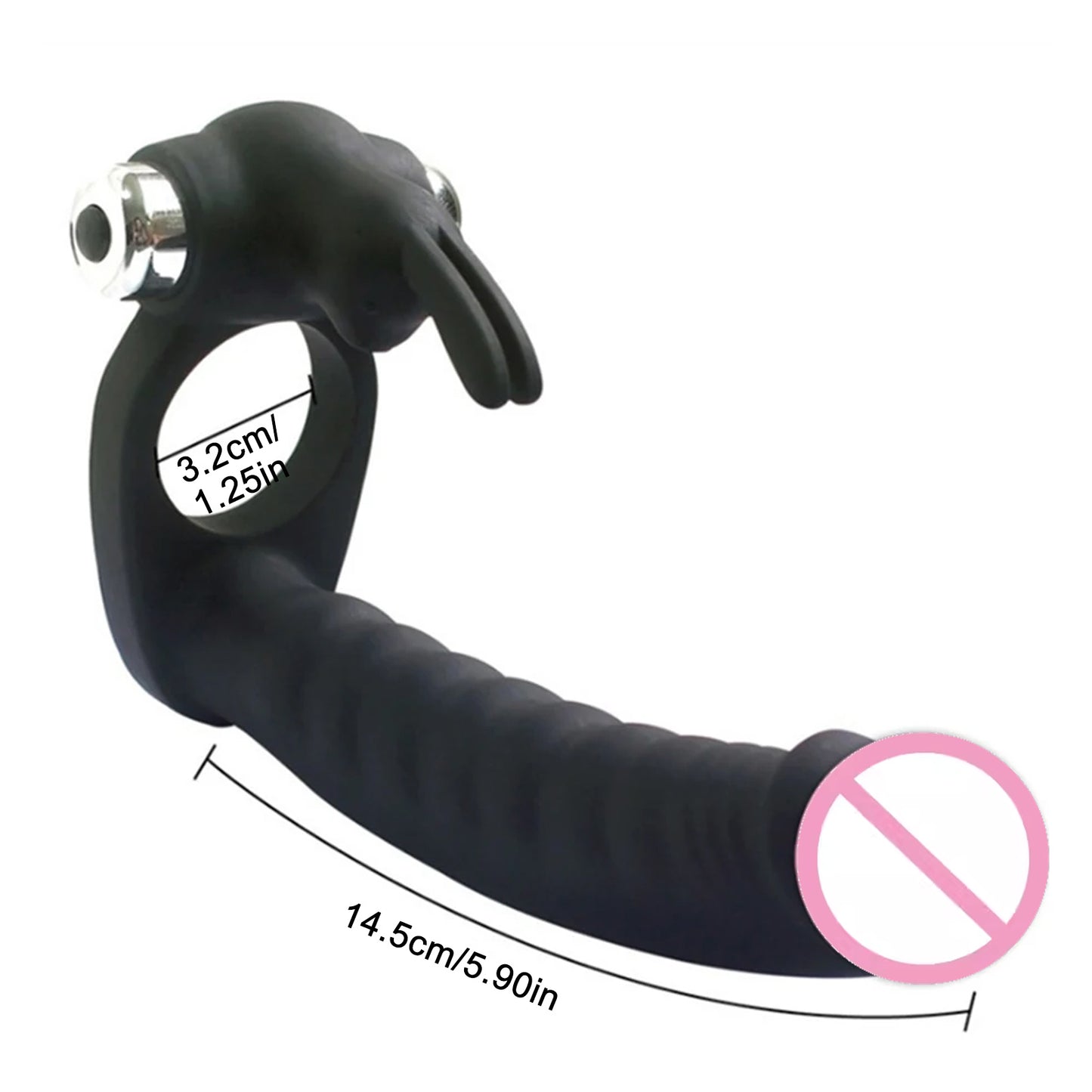 Vibrator Strap on Dildo Double Penetration Cock Rings Rabbit Vibrator Anal Plug Sex Toys Silicone Butt Plug Strapon Enhancer 7 Speed Adult Women Pleasure