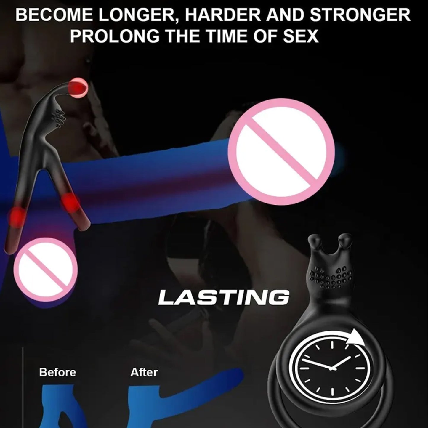 Delay Ring Sex Toy Battery Powered Vibrating Lock Sperm Ring Penis Ring Men’s Toy Penis Training Sex Toy