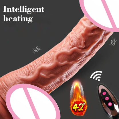 Realistic thrust dildo licking vibrating dildo, heated telescopic swing mode, suitable for anal-clitoral G-spot stimulation, APP remote control adult sex toy for women 18+