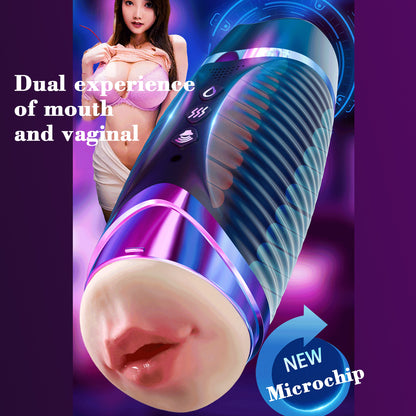 Realistic Double Head Automatic Male Masturbator Cup Penis Pussy Vagina Textured Sex toys