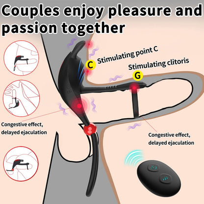 Vibrating Penis Ring Remote Control Adjustable Cock Ring Ejaculation Delay Clitoris Stimulation 18+ for Men