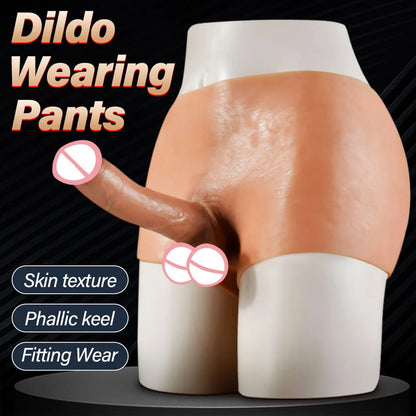 Realistic Hollow and Solid Dildo Shorts Wearable Silicone Panties Dildo Soft Sex Toy for Two Lesbian or Gay Adults Anal Dildo 18+