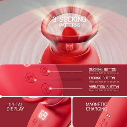 Sucking & Licking Vibrations Toys, G-spot Nipples Vagina Clitoral Stimulator sex toy for Adult Women
