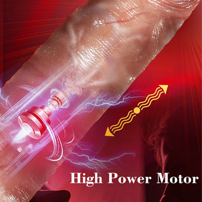 Realistic thrust dildo licking vibrating dildo, heated telescopic swing mode, suitable for anal-clitoral G-spot stimulation, APP remote control adult sex toy for women 18+