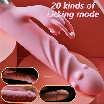 Rabbit G-Spot Dildo Vibrator Clitoral Stimulator Penetration Tongue Licking Sex Toy