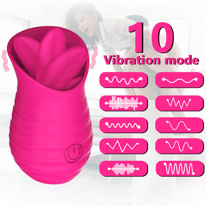 Rose Vibrator 2 In 1 Vagina Masturbation Nipple Sucker Tougue Licking Clitoris Stimulation G-Spot Massager Dildo Sex Toys 18+