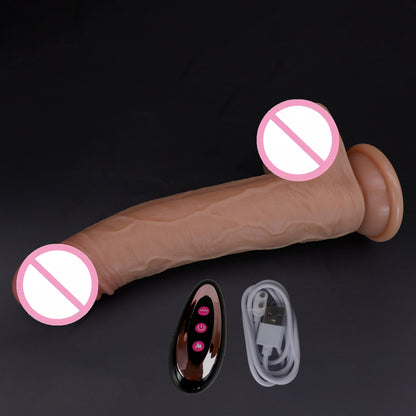 Manual and wireless remote controlled heated simulated penis wireless telescopic 360° swing electric dildo for women silicone sex toy