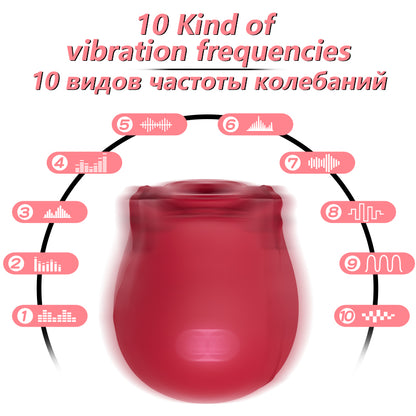 Rose Vibrator 2 In 1 Vagina Masturbation Nipple Sucker Tougue Licking Clitoris Stimulation G-Spot Massager Dildo Sex Toys 18+