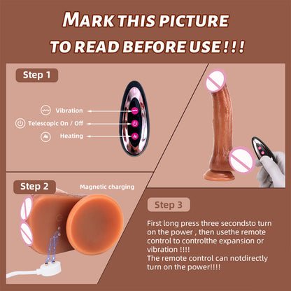 Realistic silicone dildo for women wireless thrust big penis with suction cup skin-feeling smart heating vibrator sex toy for women adult