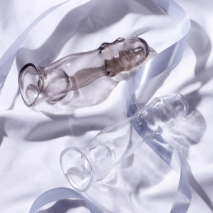 Crystal penis extender, transparent crystal condom, reusable sex toy with semen locking ring
