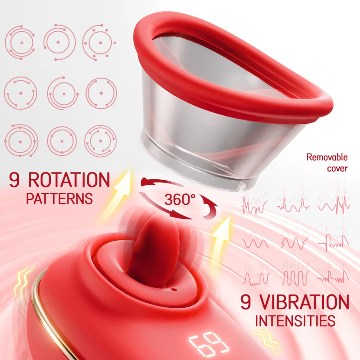 Sucking & Licking Vibrations Toys, G-spot Nipples Vagina Clitoral Stimulator sex toy for Adult Women