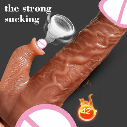 Realistic Thrust Dildo Licking Vibrator Dildo, Heated Telescopic Swinging Tongue Licking Mode, Suitable for Anal Clitoral G-Spot Stimulation, APP Remote Control Female Adult Sex Toy 18+