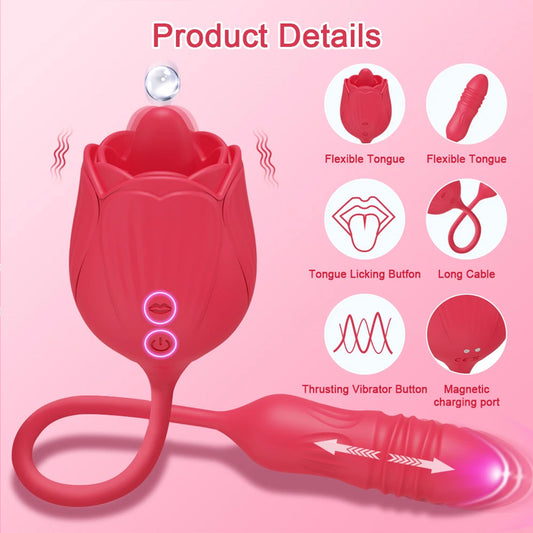 Rose Sex Toy for Womens Sex - Upgrade Rose Sex Stimulator for Women Vibrator Dildo Adult Sex Toys for Couples G Spot Vibrators Clitoral Nipple