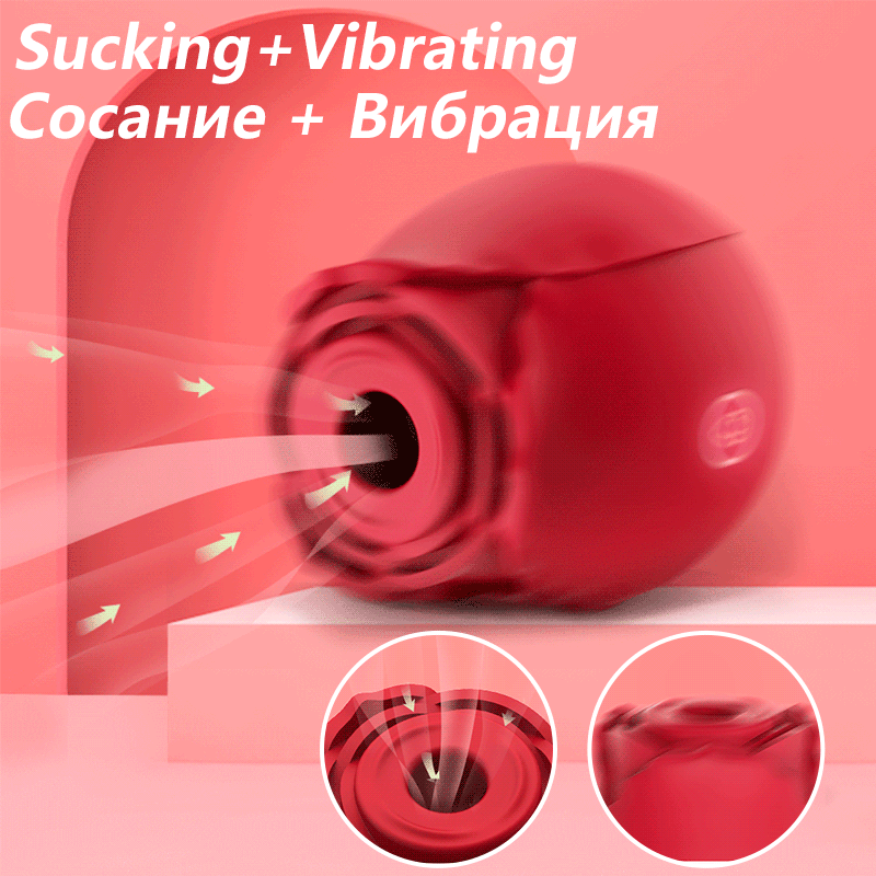 Rose Vibrator 2 In 1 Vagina Masturbation Nipple Sucker Tougue Licking Clitoris Stimulation G-Spot Massager Dildo Sex Toys 18+
