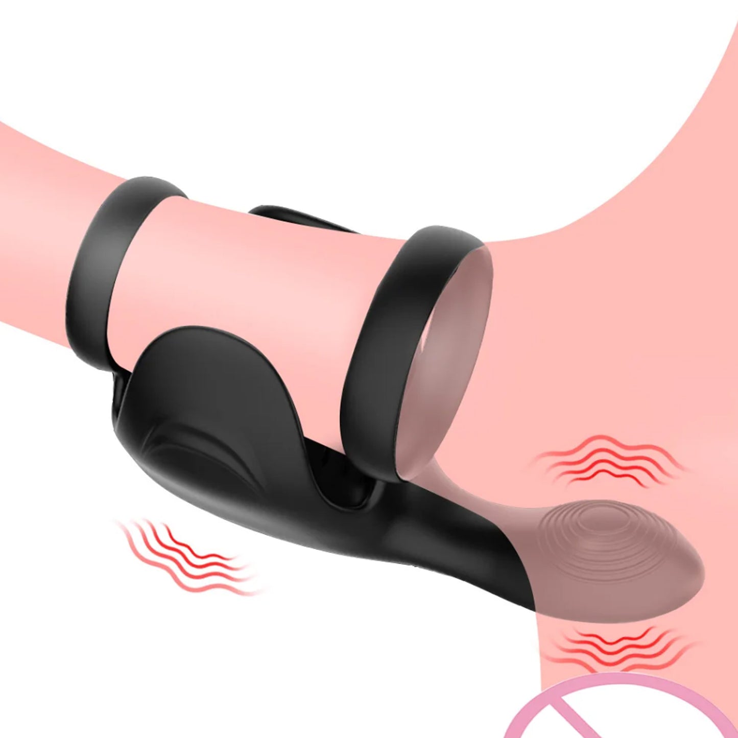 Lock Ring Penis Ring Vibrator Double Ring Lock Vibrating Male penis sperm locking ring scrotum Sex Machine Adult Sex Toy
