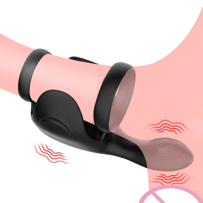 Lock Ring Penis Ring Vibrator Double Ring Lock Vibrating Male penis sperm locking ring scrotum Sex Machine Adult Sex Toy