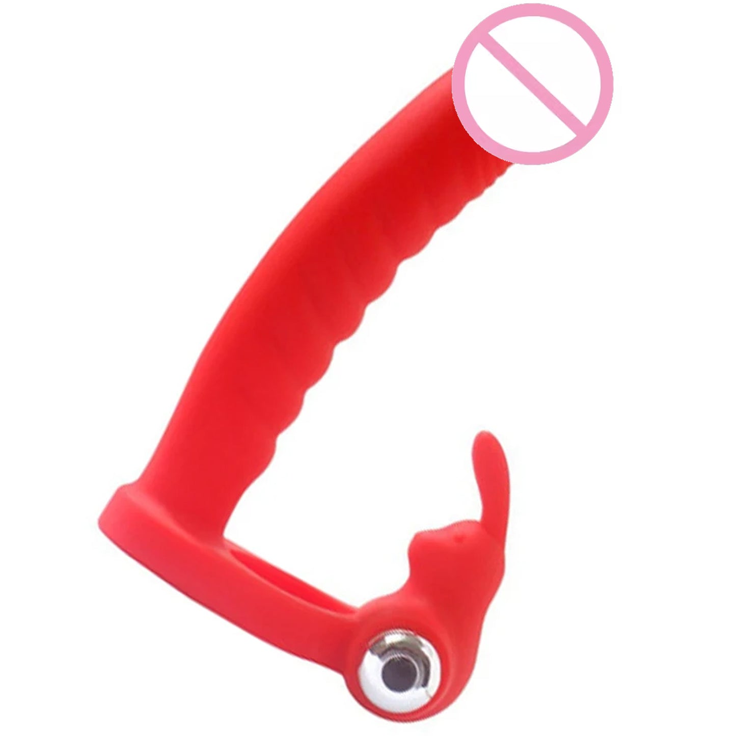Vibrator Strap on Dildo Double Penetration Cock Rings Rabbit Vibrator Anal Plug Sex Toys Silicone Butt Plug Strapon Enhancer 7 Speed Adult Women Pleasure