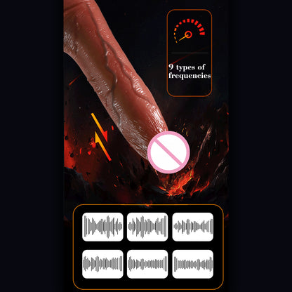 Fully automatic giant silicone dildo for beginners with lifelike and realistic veins, with strong suction cup and scrotum for hands-free play with adult toys