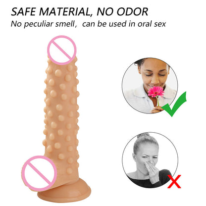 Silicone particles BDSM stimulation orgasm stick realistic soft penis adult sex toy female vagina
