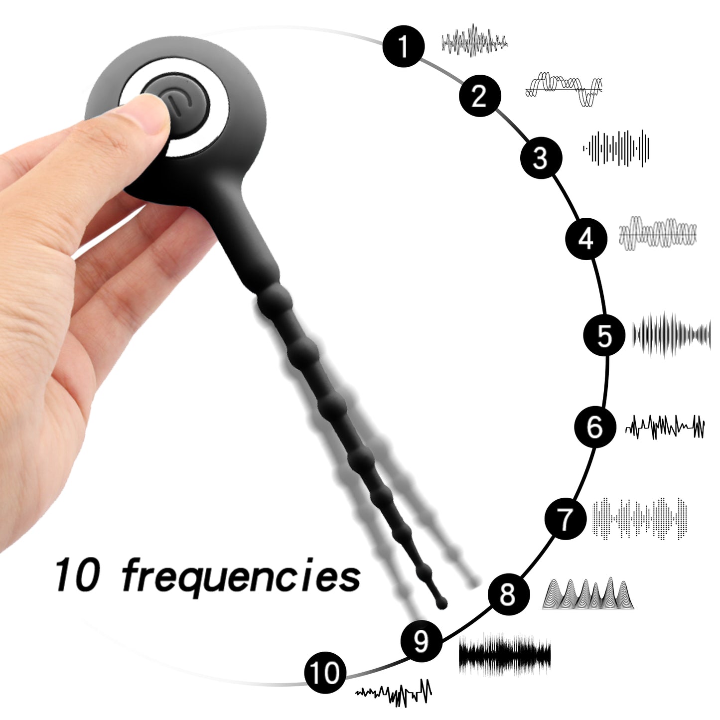 Vibrating urethral silicone catheter bead vibrator with 10 vibration modes for horse eye stimulation for male masturbation