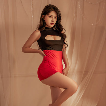 Ladies cosplay sexy secretary uniform hot suit ice silk hip skirt sex suit