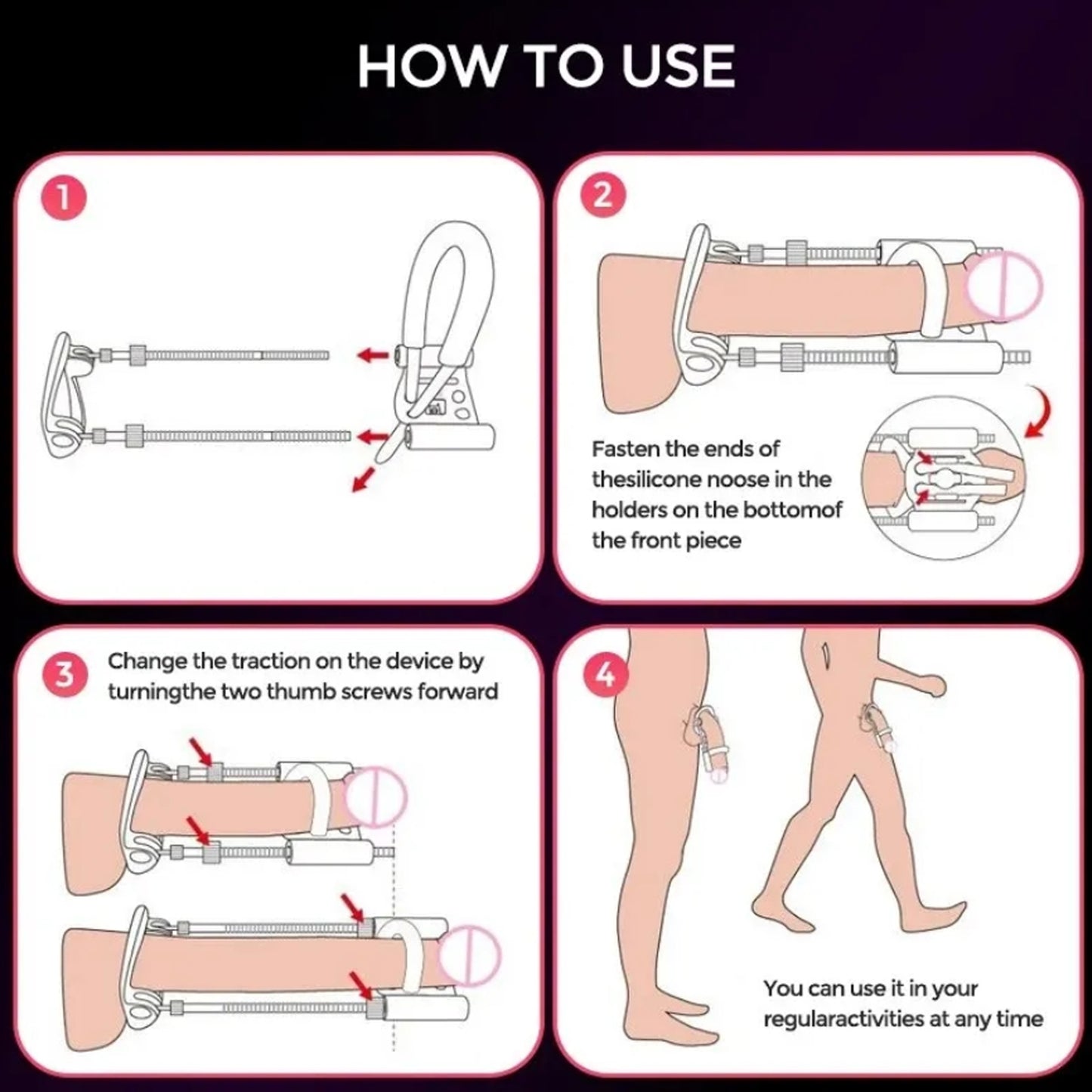 Male penis enlargement device Extension Enlarge Device Penis Enlargement Kit Length & Angle Adjustable Penis Training Device