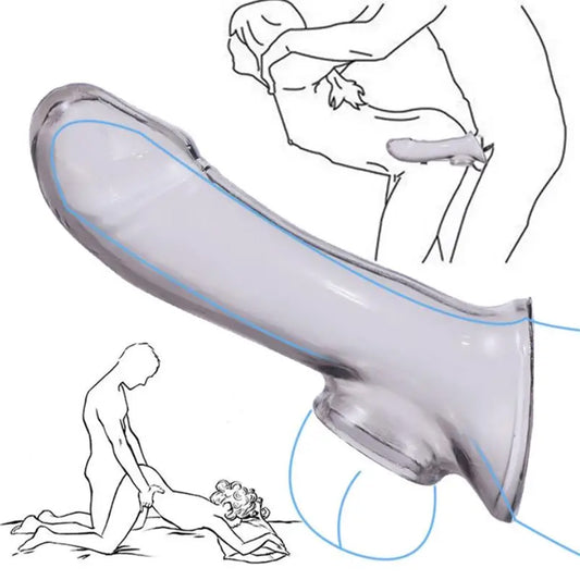 Crystal penis extender, transparent crystal condom, reusable sex toy with semen locking ring
