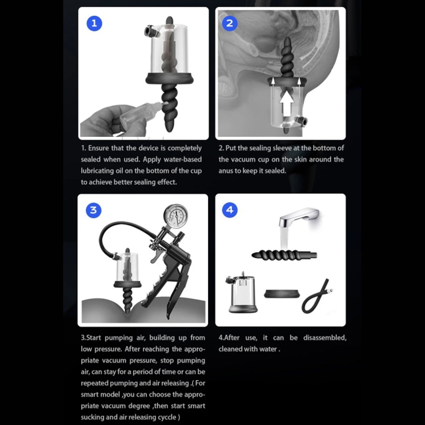 Vacuum anal pump prostate anal plug masturbator adult sex toy male spiral anal bead dilator for men